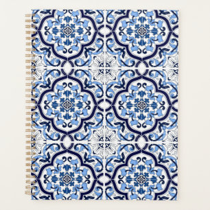 Agenda  Ornamentado Azul Floral Mediterrâneo Azulejo Sici