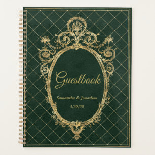 Agenda Ornamentado do Livro Vintage de Casamento Dourado