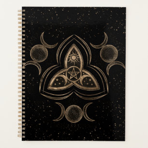 Agenda Ornamento da Lua Tripla Tripla Triquetra com Penta
