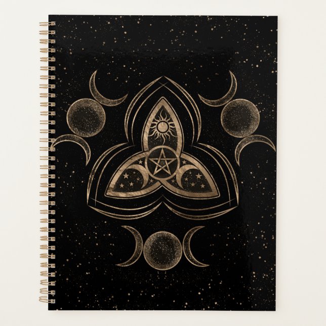Agenda Ornamento da Lua Tripla Tripla Triquetra com Penta (Frente)