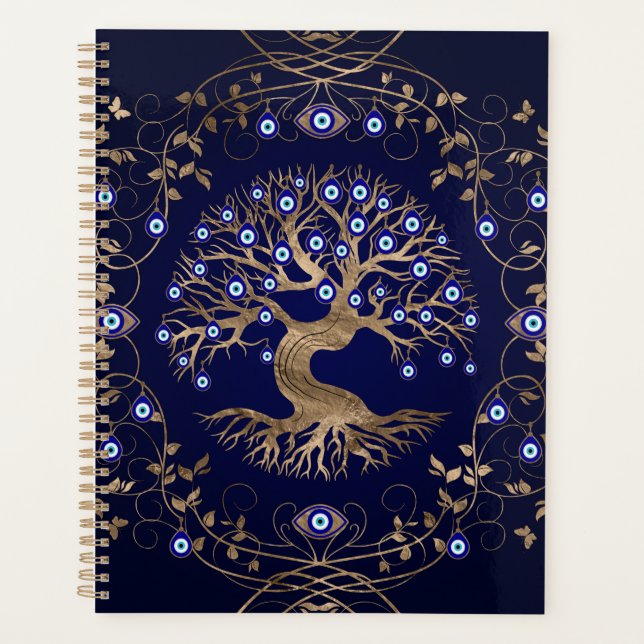 Agenda Ornamento de Olhos de Mau de Árvore de Vida (Frente)