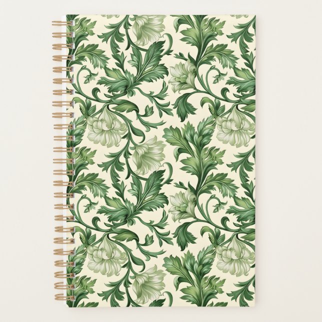 Agenda Ornate dark green acanthus leaves pattern (Frente)