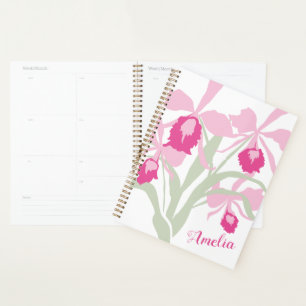 Agenda Orquídea Cattleya cor-de-rosa, verde-branca