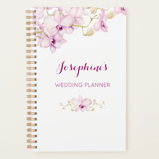 Agenda Orquídea Roxo Tropical Personalizada (Frente)