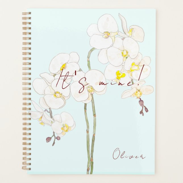 Agenda orquídeas brancas pintadas à mão (Frente)