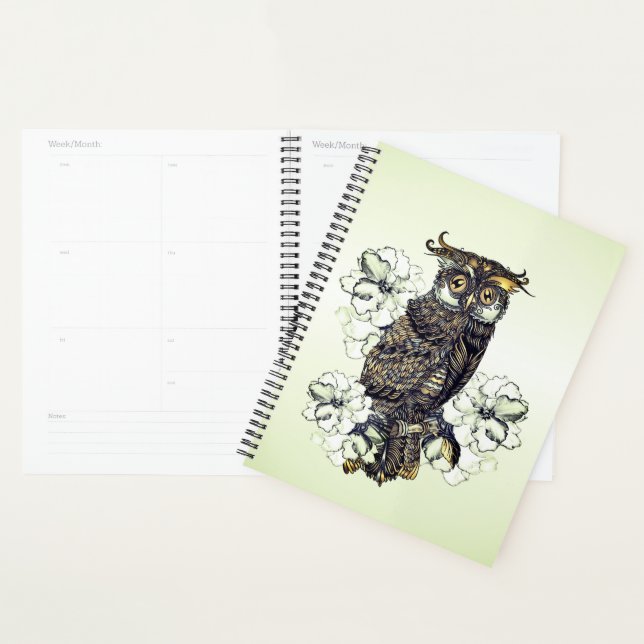 Agenda Orquídeas Coruja Verde Dourada (Exibição)
