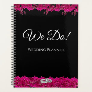Agenda Orquídeas Fúcsia no Casamento Preto-
