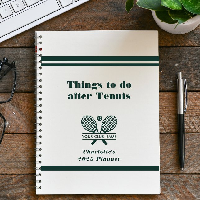 Agenda Os jogadores da Equipe do Nome do Clube de Tênis T (Lawn Tennis Club Planner White Hard Cover)