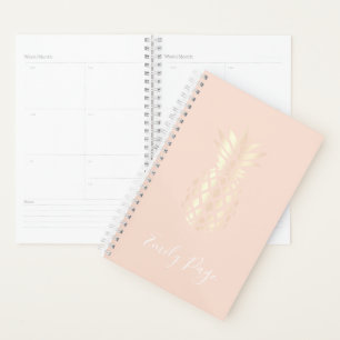 Agenda Ouro-abacaxi rosa de cobre bonito e cor-de-rosa