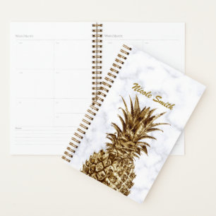 Agenda Ouro-cinzento-bonito e abacaxi-marmoreado branco-n