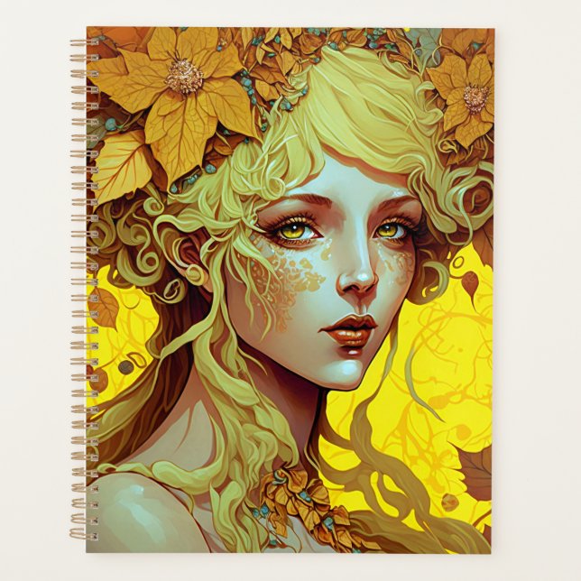 Agenda Ouro Elf Fairy Fae Fantasy Art (Frente)