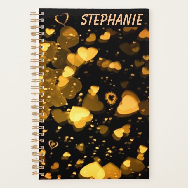 Agenda "Ouro Heavenly Hearts and Love" Personalizado (Frente)