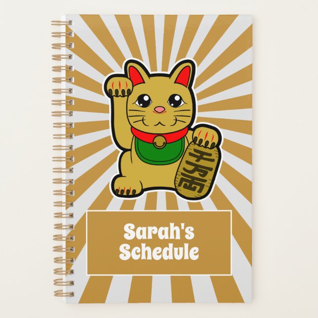 Agenda Ouro Maneki Neko - Gato Sortudo Japonês (Frente)