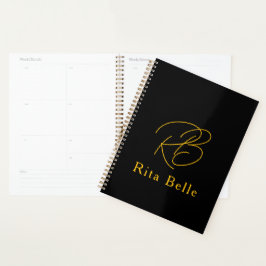 Agenda Ouro Preto Nome Personalizado Elegante