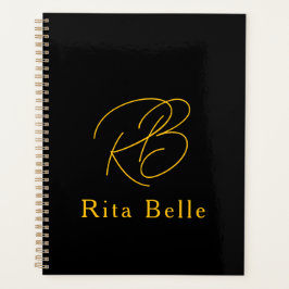 Agenda Ouro Preto Nome Personalizado Elegante 