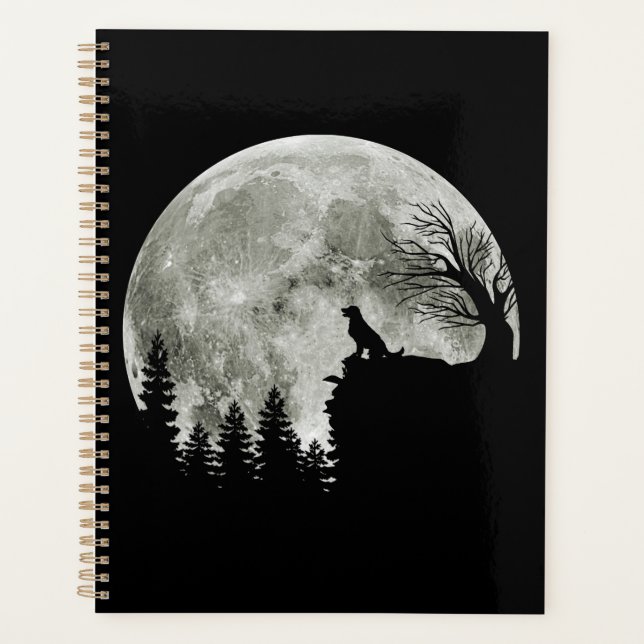 Agenda Ouro Retriever Na Lua De Halloween Spooky Na Monta (Frente)