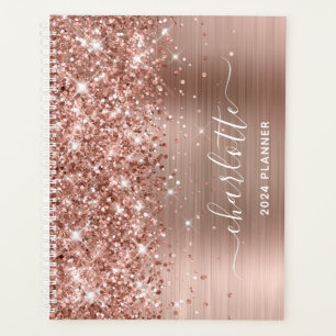 Agenda Ouro Rosa Brilho e Folha de Flair Assinatura