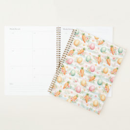 Agenda Ovos de Páscoa Pastéis & Cenouras Padrão de Aquare