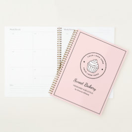 Agenda Padaria Moderna Logotipo Personalizado Rosa