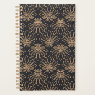 Agenda padrão Art Déco com motivos florais dourados