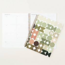 Agenda Padrão Artístico Bege Oliva Coral Taupe