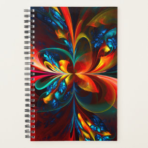Agenda Padrão Azul Laranja-Abstrato Floral Moderno #14