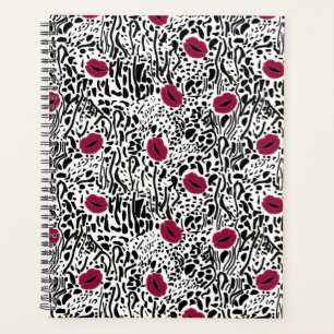 Agenda Padrão B&W de Lábios Lipstick modernos