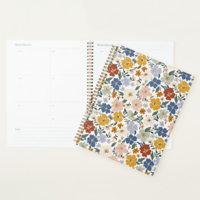 Agenda Padrão Boho Prado de Flores Silvestres (Exibição)