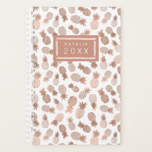 Agenda Padrão bonito de abacaxi Dourado Rosa