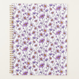Agenda Padrão Botânico de Flor Silvestre Roxa