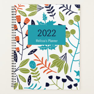 Agenda Padrão Botânico Plano Personalizado Floral Moderno