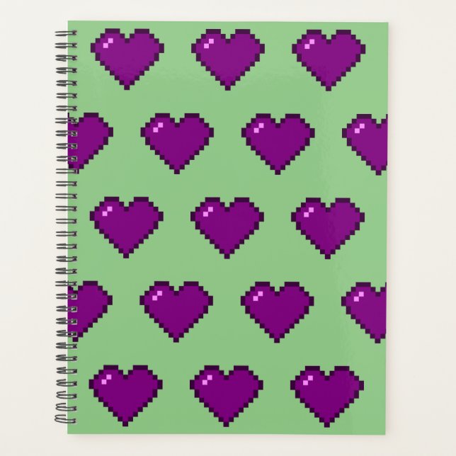 Agenda Padrão Cardíaco de Pixel Roxo (Frente)