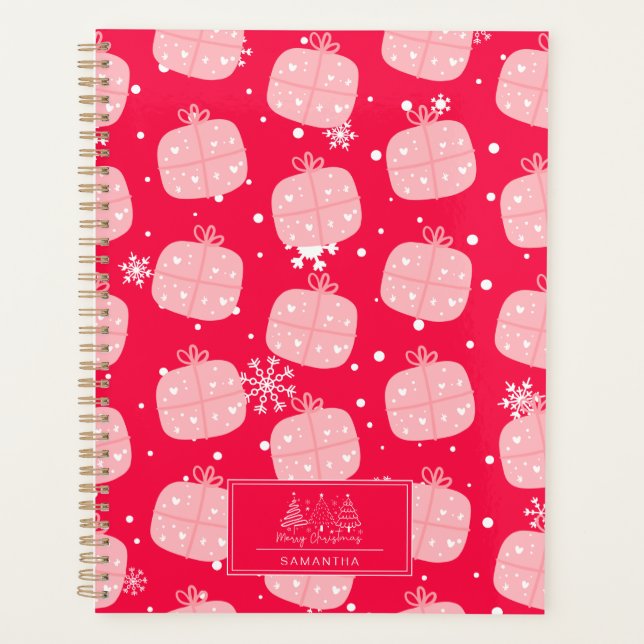 Agenda Padrão Clássico de Férias-Presente de Natal (Frente)