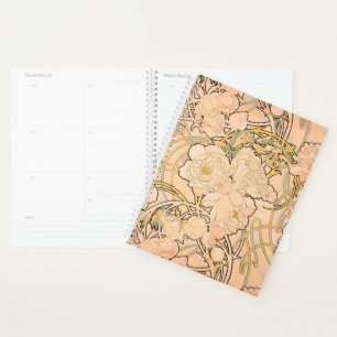 Agenda Padrão Clássico de Jardim de Peônia Art Nouveau po