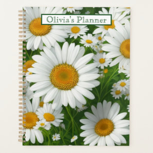 Agenda Padrão clássico de margarida branco floral verde