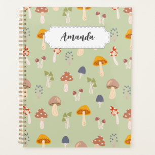Agenda Padrão Colorido de Cogumelos - Nome Personalizado