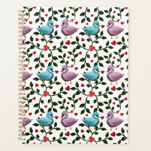 Agenda Padrão contínuo de passarinhos de amor fofos Român