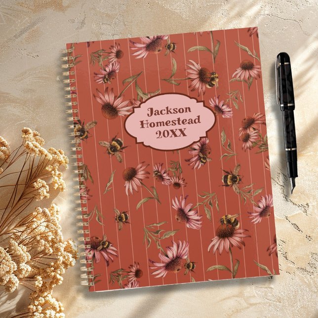 Agenda Padrão de Abelhas Coneflower Título Personalizado  (Criador carregado)