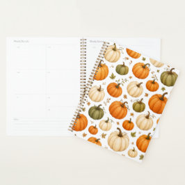 Agenda Padrão de Abóbora Aquarela Abóboras de Outono