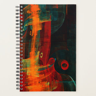 Agenda Padrão de Abstrato de Arte Moderno Vermelho Azul-L
