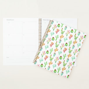 Agenda Padrão de Aquarela do Cactus Pastel