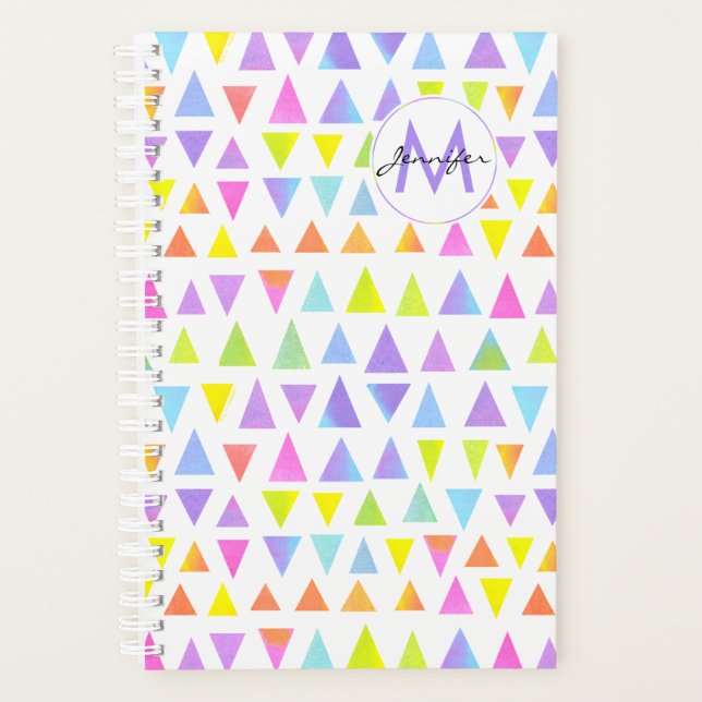 Agenda Padrão de Aquarela Triangular Colorida (Frente)