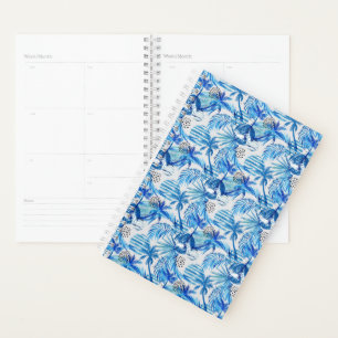 Agenda Padrão de Aquarela Tropical Azul Brilhante