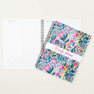 Agenda Padrão de Aquarela Vibrante com Texto Personalizad