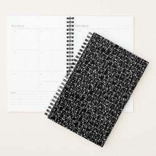 Agenda Padrão de arte de linha de gato preto e branco min