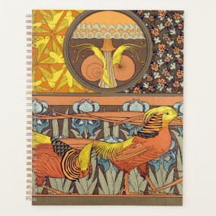 Agenda Padrão de Ave da Natureza em Arte Nova Francês Ant