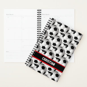 Agenda Padrão de Bola de Futebol Personalizada Vermelho