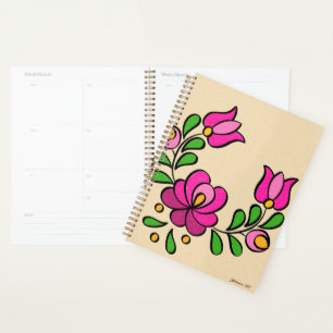 Agenda Padrão de bordado húngaro, "Matyó" - rosa