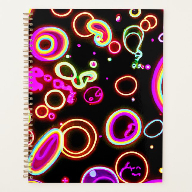 Agenda Padrão de Brilho Neon Vibrante (Frente)