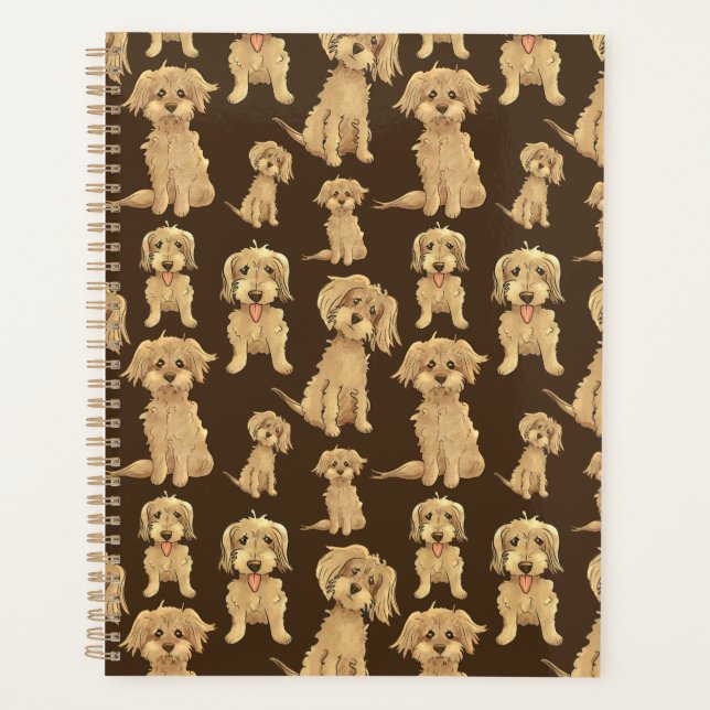 Agenda Padrão de Cachorro Marrom labradoodle goldendoodle (Frente)